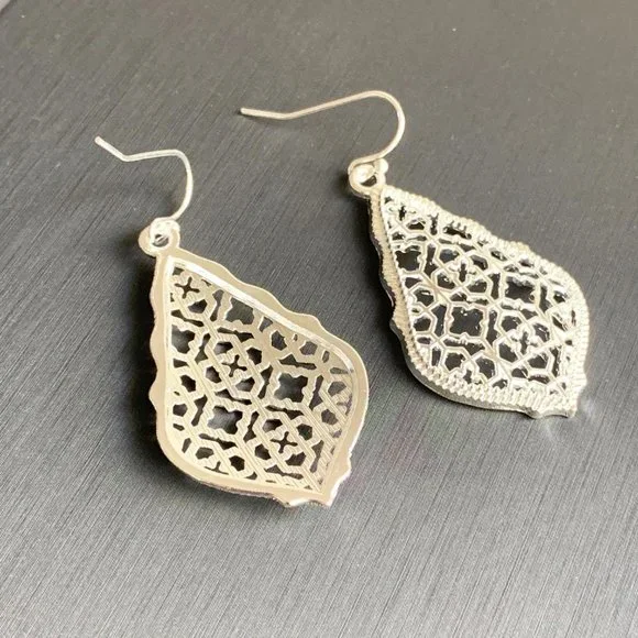 NEW Leaf Filigree Earrings (silver) - Picture 3 of 7